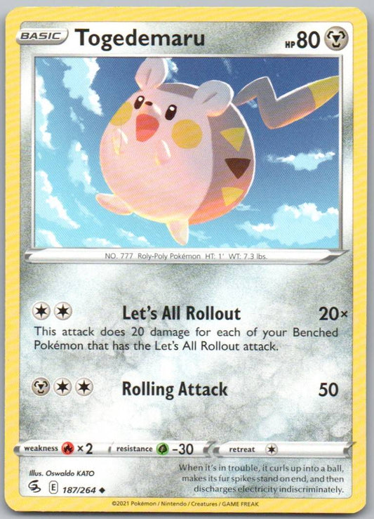 Togedemaru 187 Normal Steel Card - Fusion Strike