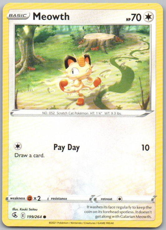 Meowth 199 Normal Colorless Card - Fusion Strike