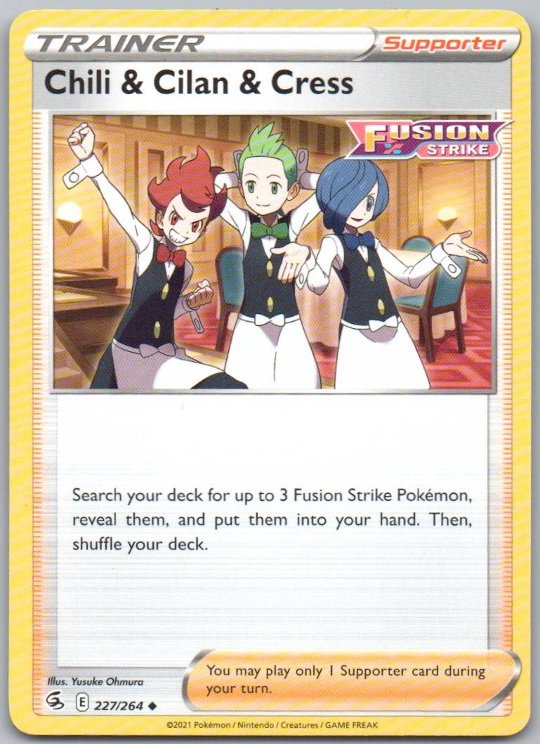 Chili & Cilan & Cress 227 Normal Trainer Card - Fusion Strike