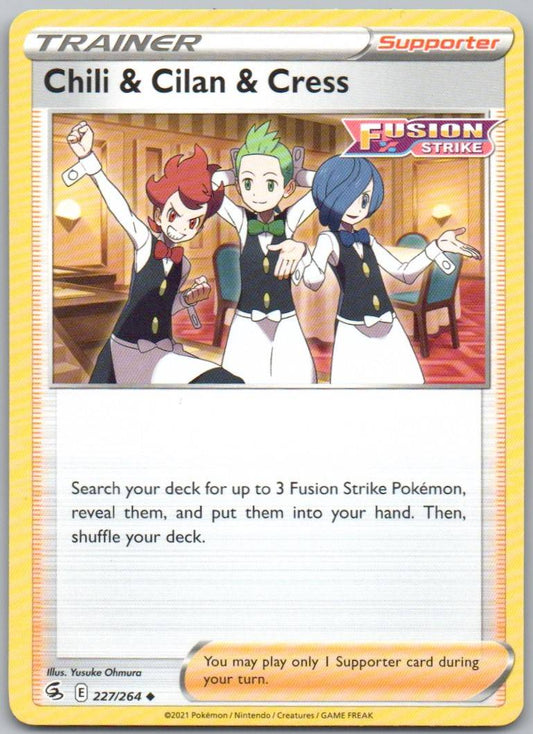 Chili & Cilan & Cress 227 Normal Trainer Card - Fusion Strike