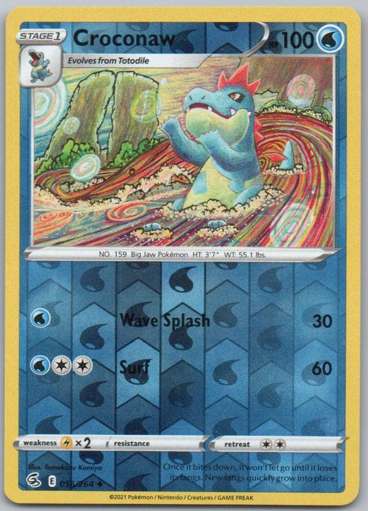 Croconaw 036 Reverse Holo Water Card - Fusion Strike