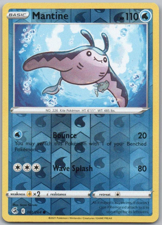 Mantine 061 Reverse Holo Water Card - Fusion Strike
