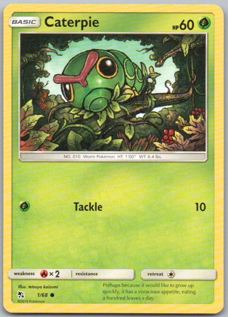 Caterpie 001 Normal Grass Card - Hidden Fates