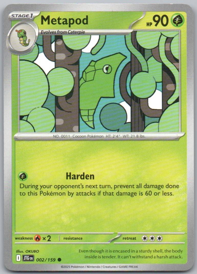 Metapod 002 Reverse Holo Grass Card - Journey Together