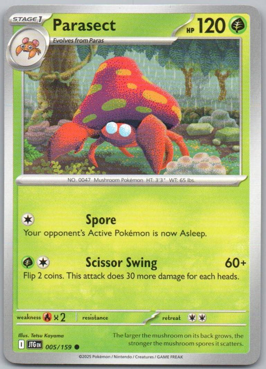 Parasect 005 Reverse Holo Grass Card - Journey Together