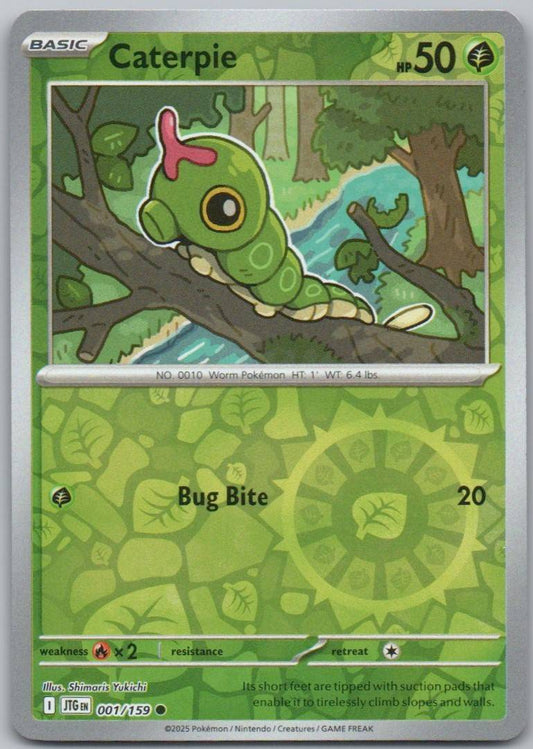 Caterpie 001 Reverse Holo Grass Card - Journey Together