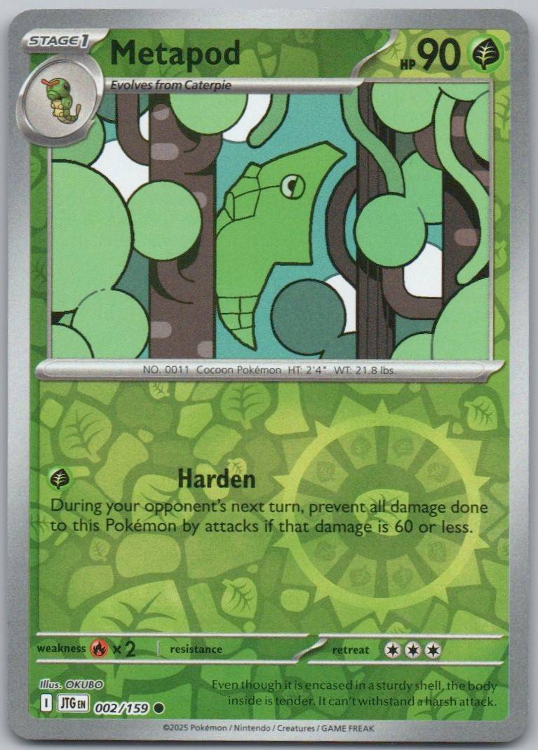 Metapod 002 Reverse Holo Grass Card - Journey Together