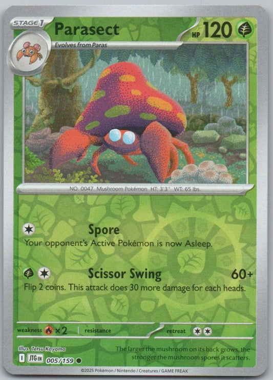 Parasect 005 Reverse Holo Grass Card - Journey Together