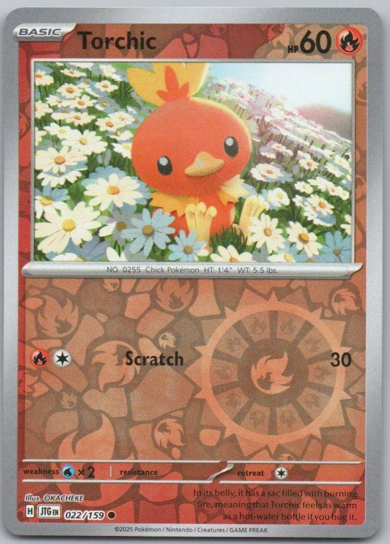 Torchic 022 Reverse Holo Fire Card - Journey Together