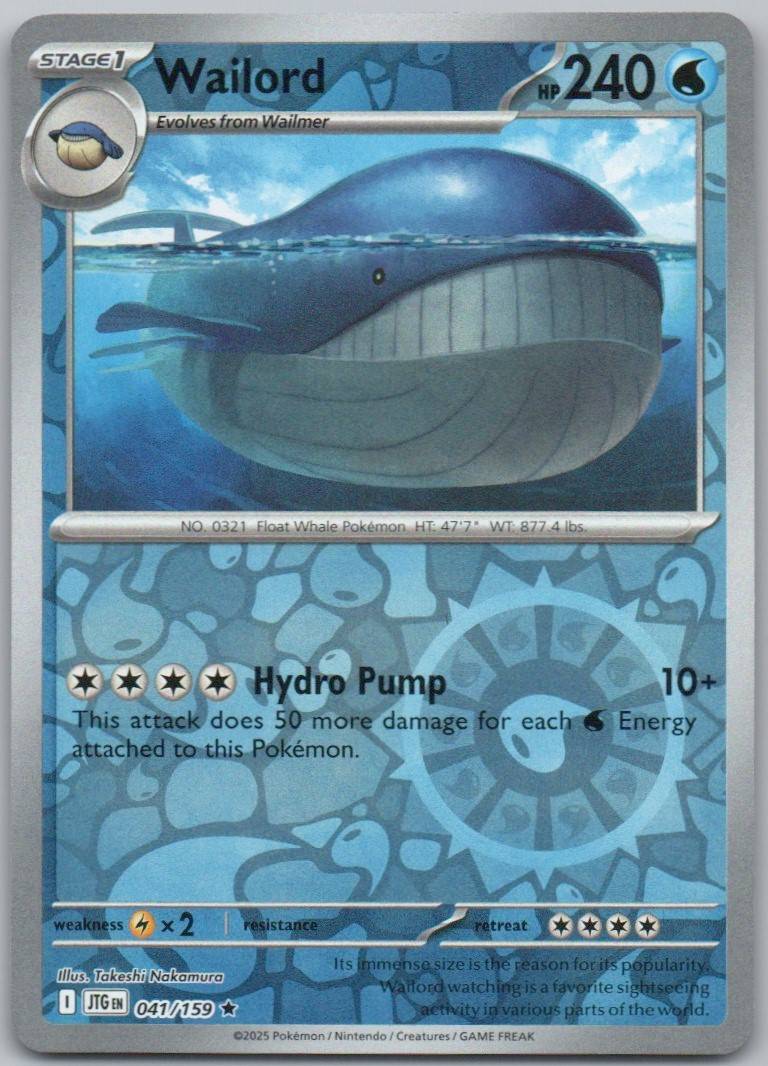 Wailord 041 Reverse Holo Water Card - Journey Together