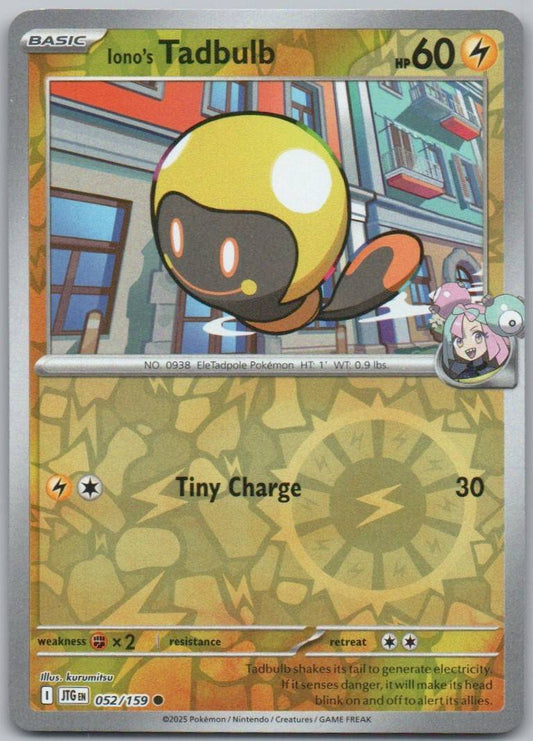 Iono's Tadbulb 052 Reverse Holo Lightning Card - Journey Together