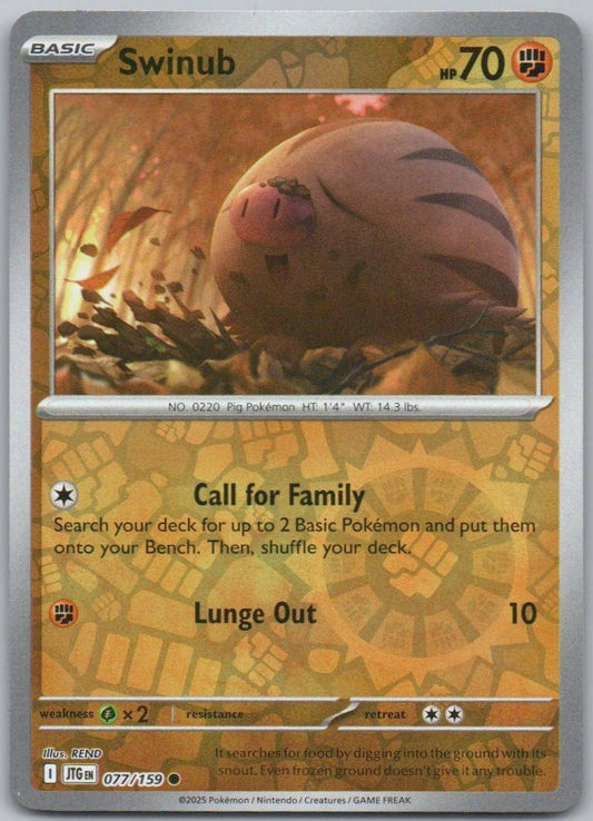 Swinub 077 Reverse Holo Psychic Card - Journey Together