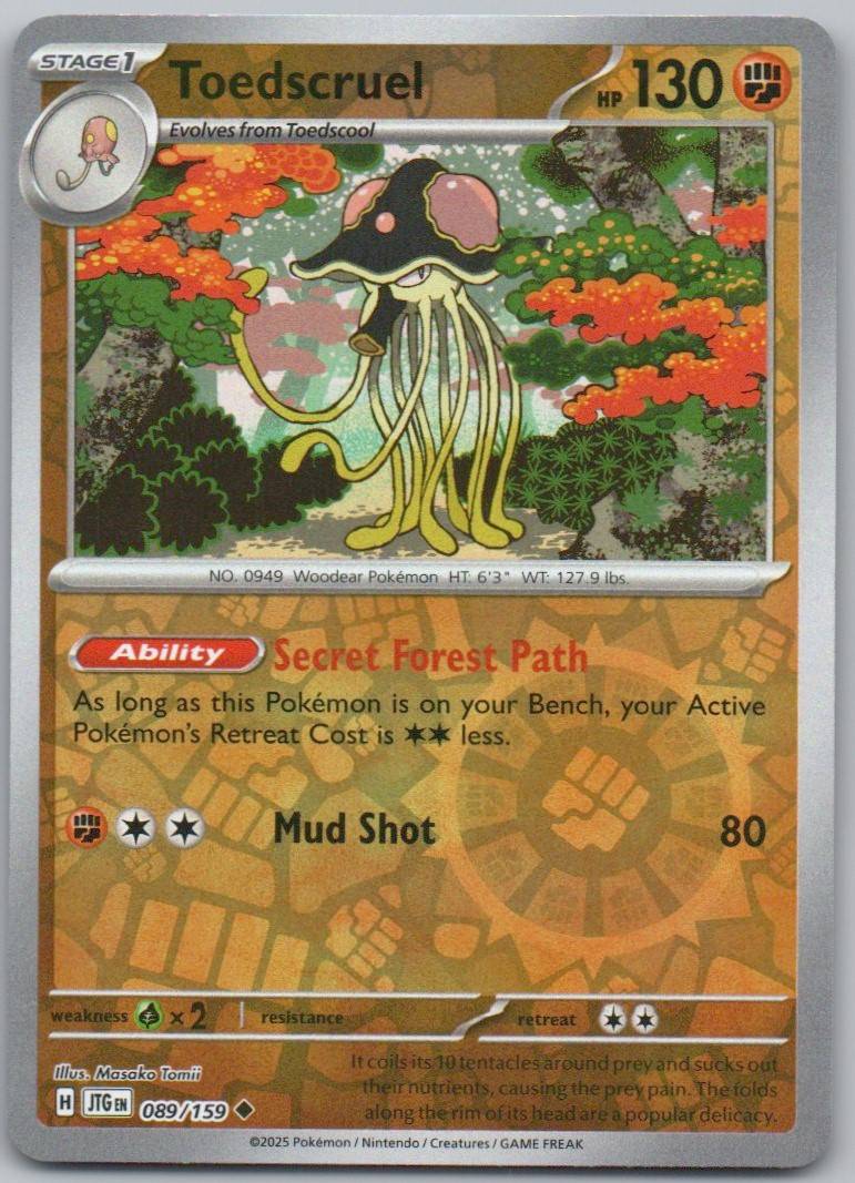 Toedscruel 089 Reverse Holo Fighting Card - Journey Together
