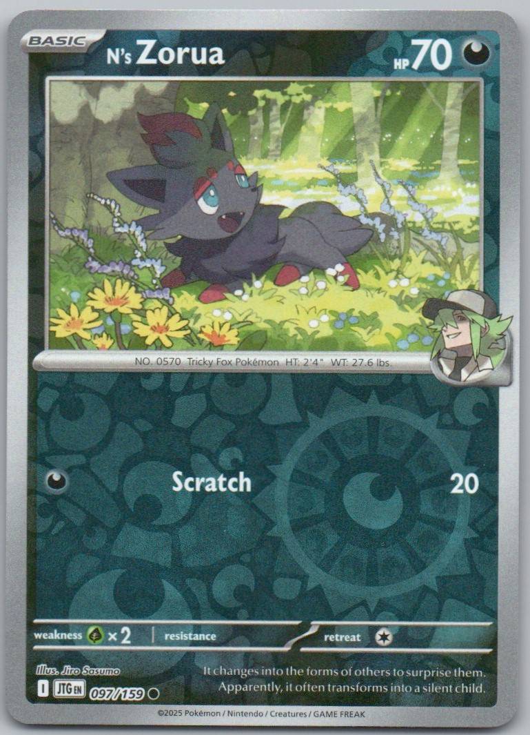 N's Zorua 097 Reverse Holo Darkness Card - Journey Together