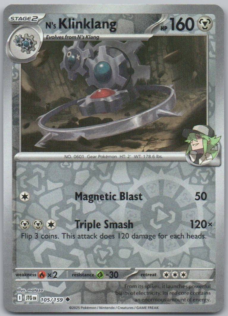 N's Klinklang 105 Reverse Holo Steel Card - Journey Together
