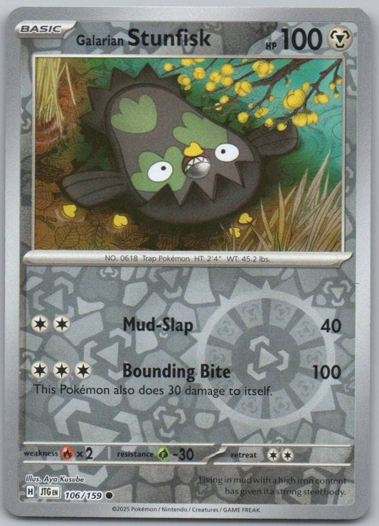 Galarian Stunfisk 106 Reverse Holo Steel Card - Journey Together