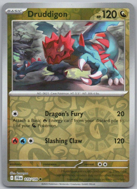 Druddigon 115 Reverse Holo Dragon Card - Journey Together