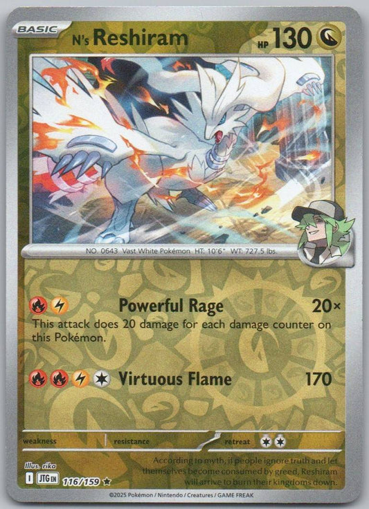 N's Reshiram 116 Reverse Holo Dragon Card - Journey Together