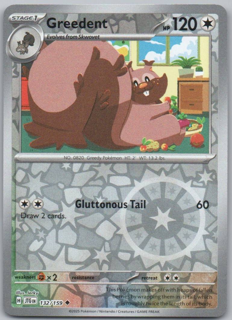 Greedent 132 Reverse Holo Colorless Card - Journey Together