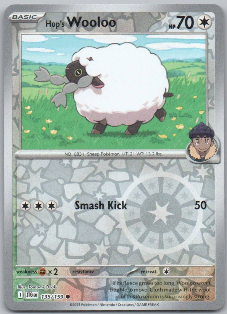 Hop's Wooloo 135 Reverse Holo Colorless Card - Journey Together