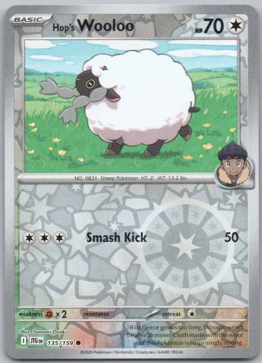 Hop's Wooloo 135 Reverse Holo Colorless Card - Journey Together