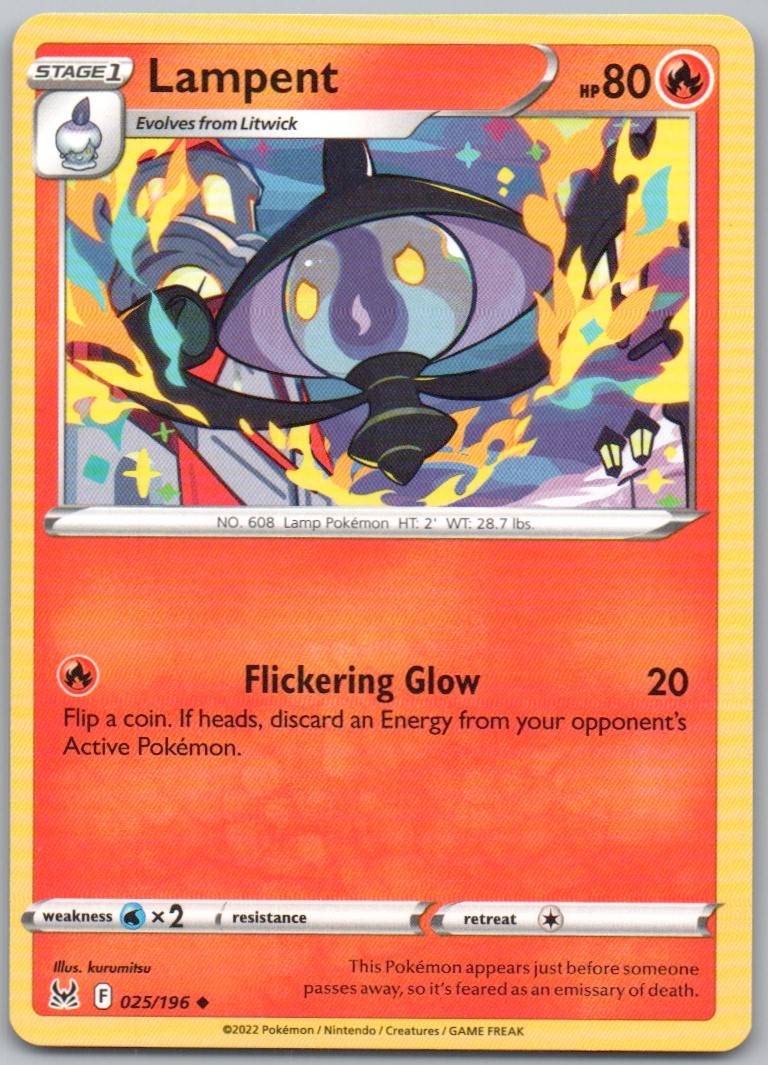 Lampent 025 Normal Fire Card - Lost Origin
