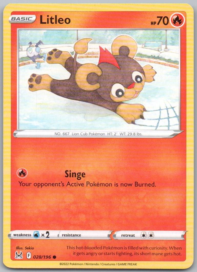 Litleo 028 Normal Fire Card - Lost Origin