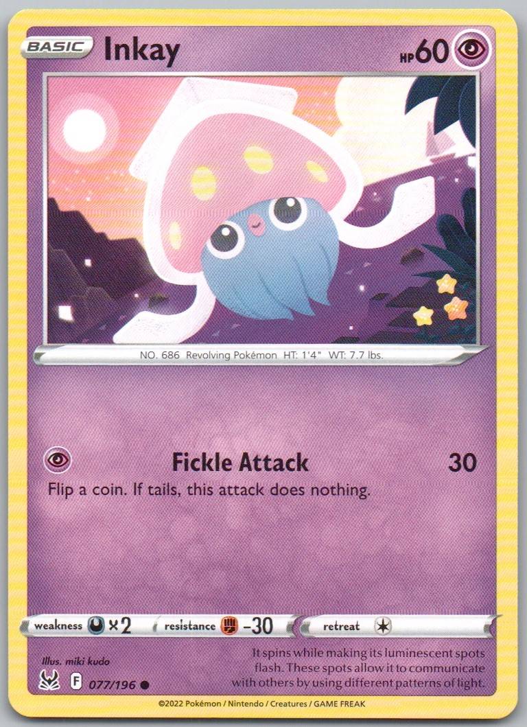 Inkay 077 Normal Psychic Card - Lost Origin
