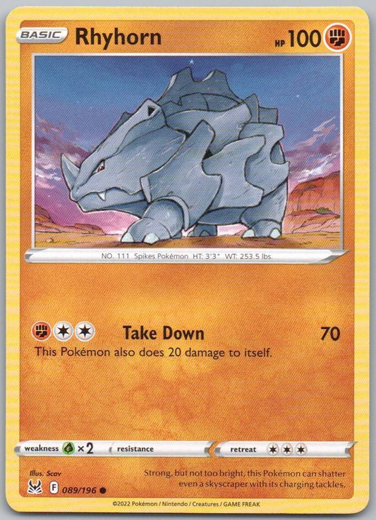 Rhyhorn 089 Normal Fighting Card - Lost Origin
