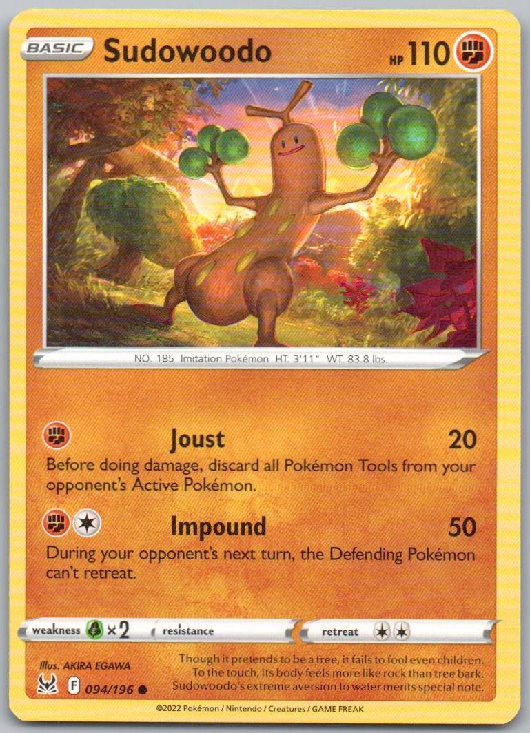 Sudowoodo 094 Normal Fighting Card - Lost Origin