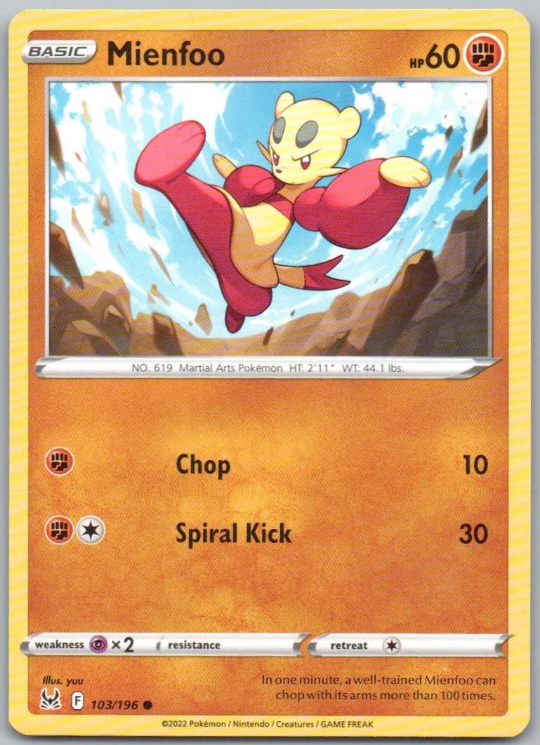 Mienfoo 103 Normal Fighting Card - Lost Origin