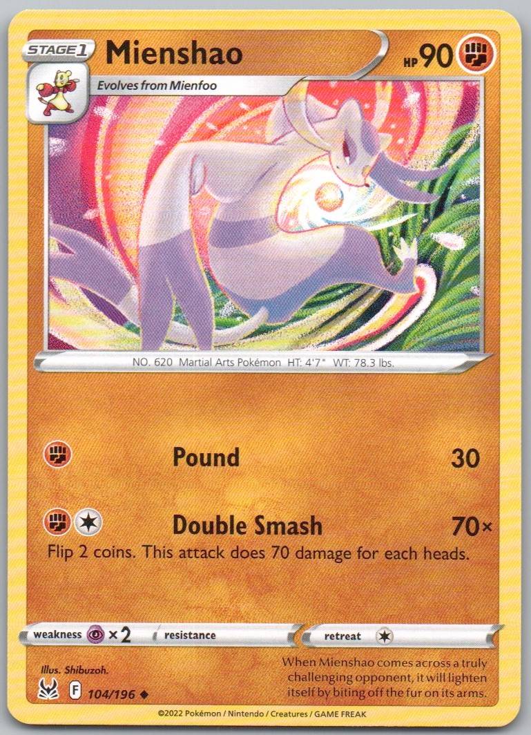 Mienshao 104 Normal Fighting Card - Lost Origin