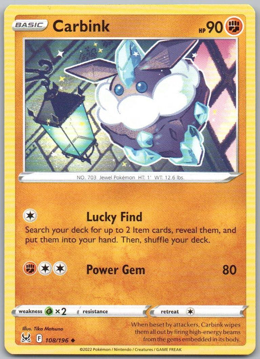 Carbink 108 Normal Fighting Card - Lost Origin