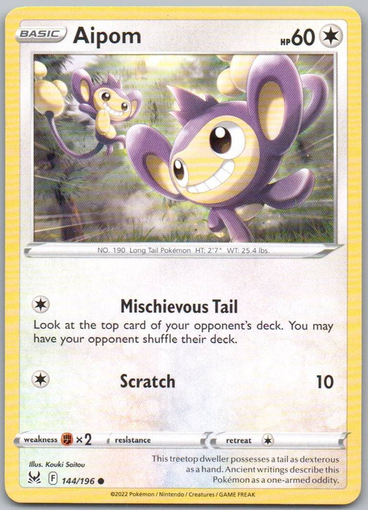 Aipom 144 Normal Colorless Card - Lost Origin
