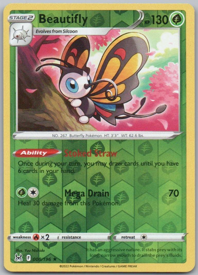 Beautifly 008 Reverse Holo Grass Card - Lost Origin