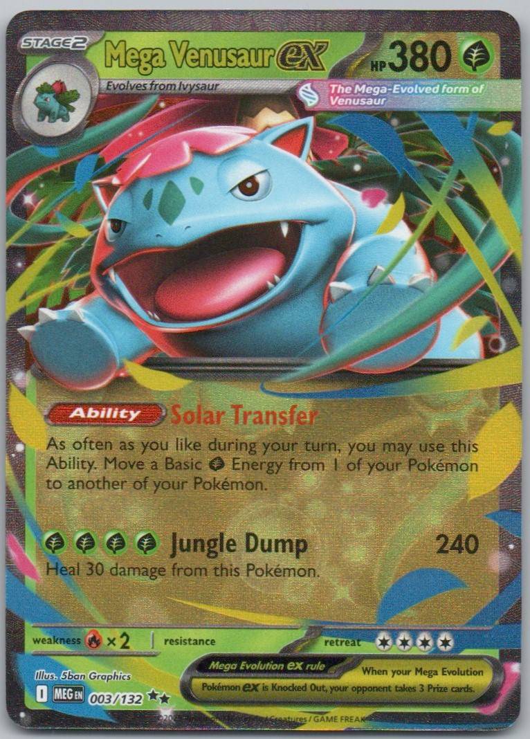 Mega Venusaur EX 003 Holo Grass Card - Mega Evolution