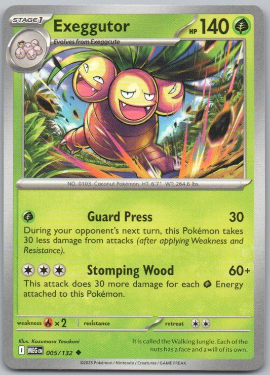 Exeggutor 005 Normal Grass Card - Mega Evolution