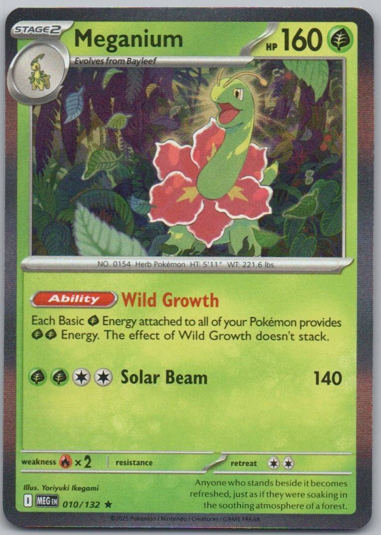 Meganium 010 Holo Grass Card - Mega Evolution