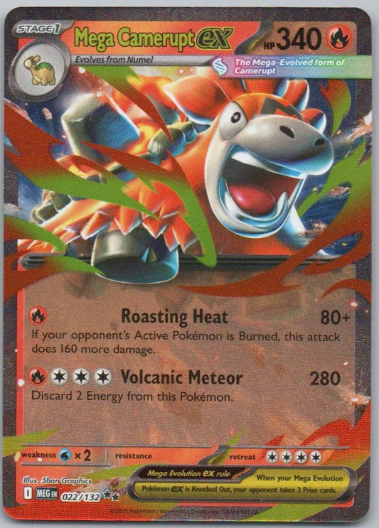 Mega Camerupt EX 022 Holo Fire Card - Mega Evolution