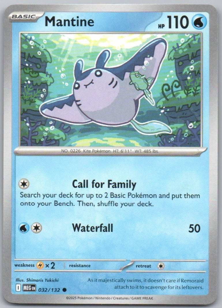 Mantine 032 Normal Water Card - Mega Evolution
