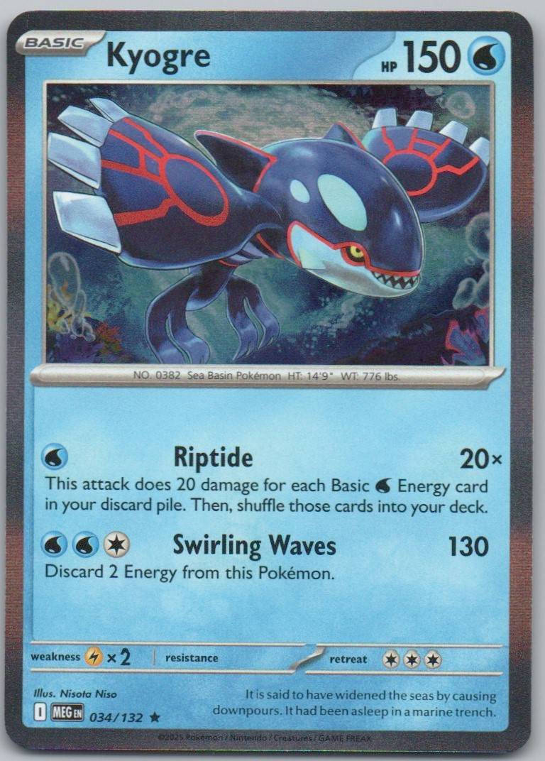 Kyogre 034 Holo Water Card - Mega Evolution