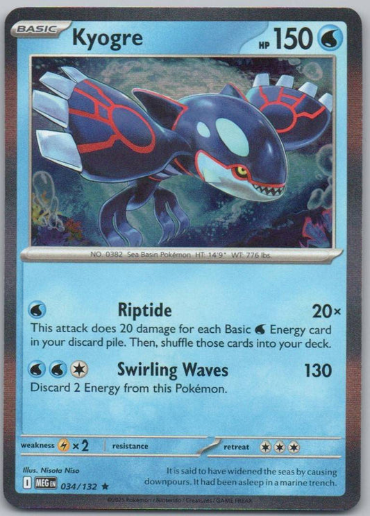 Kyogre 034 Holo Water Card - Mega Evolution