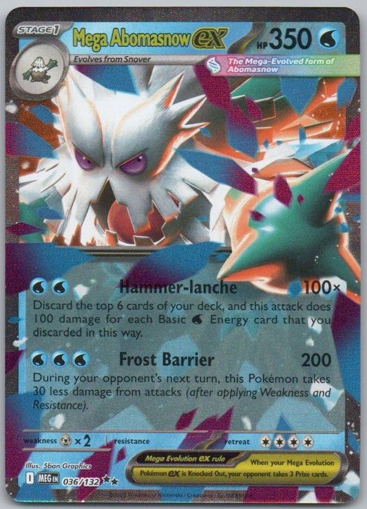 Mega Abomasnow EX 036 Holo Water Card - Mega Evolution