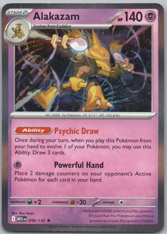 Alakazam 056 Holo Psychic Card - Mega Evolution