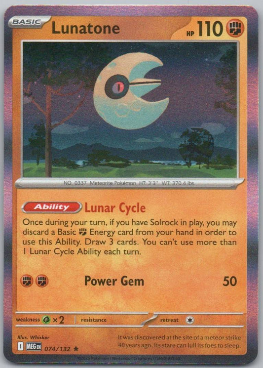 Lunatone 074 Holo Fighting Card - Mega Evolution