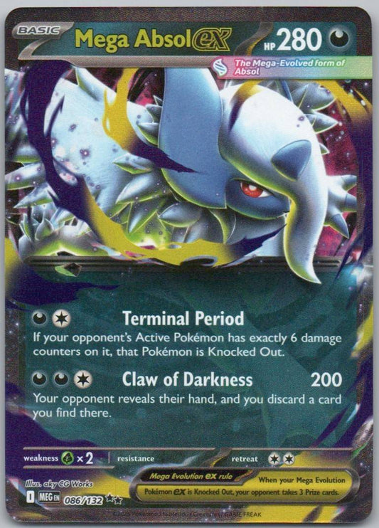 Mega Absol EX 086 Normal Darkness Card - Mega Evolution