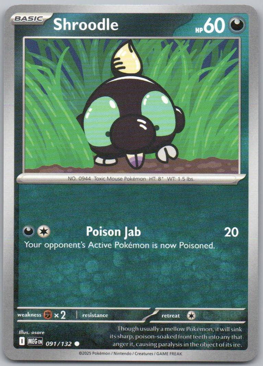 Shroodle 091 Normal Darkness Card - Mega Evolution