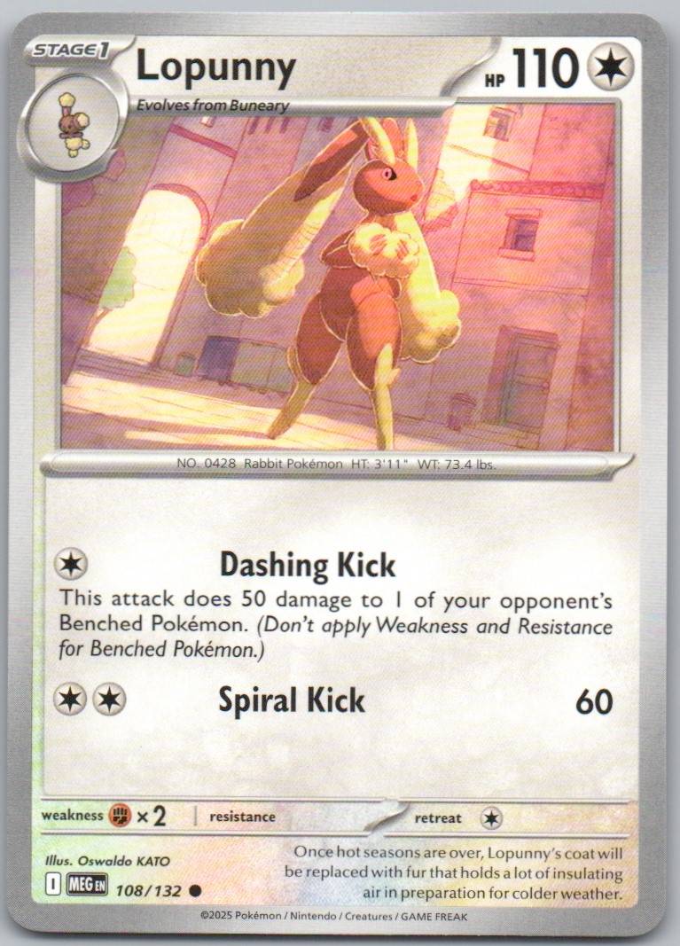 Lopunny 108 Normal Colorless Card - Mega Evolution