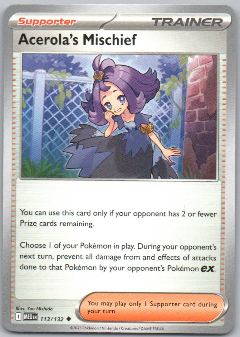 Acerola's Mischief 113 Normal Trainer Card - Mega Evolution