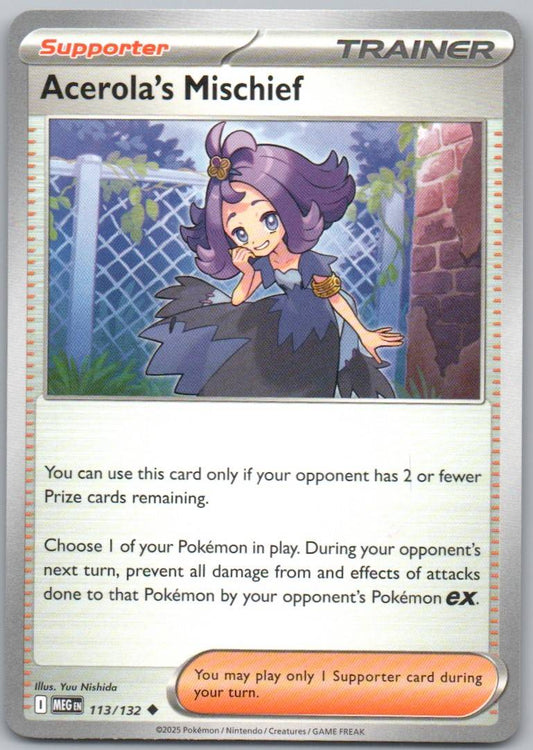 Acerola's Mischief 113 Normal Trainer Card - Mega Evolution